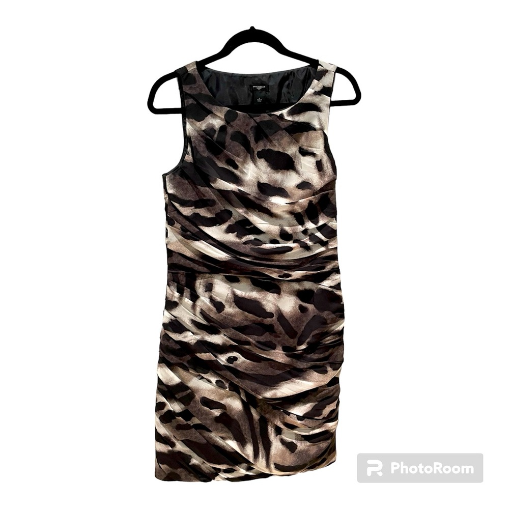 Ann Taylor Black Grey Animal Print Dress